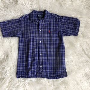 Boy's Ralph Lauren Blue Plaid Cotton Poplin Shirt